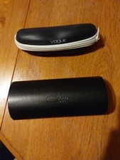 CAZAL. Et Vogue Étui Lunettes Soleil Noir Cuir Gr. M 16/6,5 / 3 CM Neuf