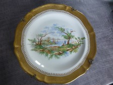 ancienne assiette decorative R Bonhomme contour doré decor paysage limoges fr
