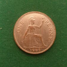RARE ANGLETERRE GREAT BRITAIN ONE PENNY 1963 ELIZABETH II BRONZE SILVERED 