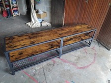 Meuble Tv Bois Acier, Charge 60kg Par Planches, Noir Marron Rustique
