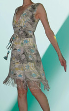 robe Morgan gris/bleu/jaune plumes 36