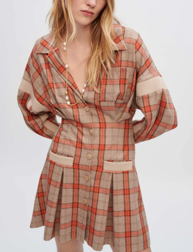 Maje women orange check - maje, silk