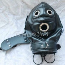 Masque Cagoule Bondage En Cuir Fétiche Avec Penis Baillon Privation Sensorielle