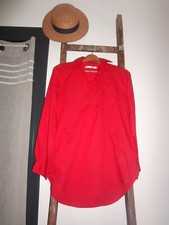 JENNYFER S 38 40 CHEMISE ROUGE LONGUE HAUT COTON QUALITE  TUNIQUE TOP BLOUSE