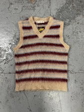 AW2023 Marni Mohair Beige & Burgundy Sleeveless Sweater (S)