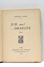 LIVRE ANCIEN CAHEN JUIF, NON