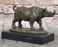 Bronze Rhinocéros Statue Dali Signée Faune Art de Collection Décor Solde