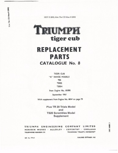 Triumph parts manual book - parts,
