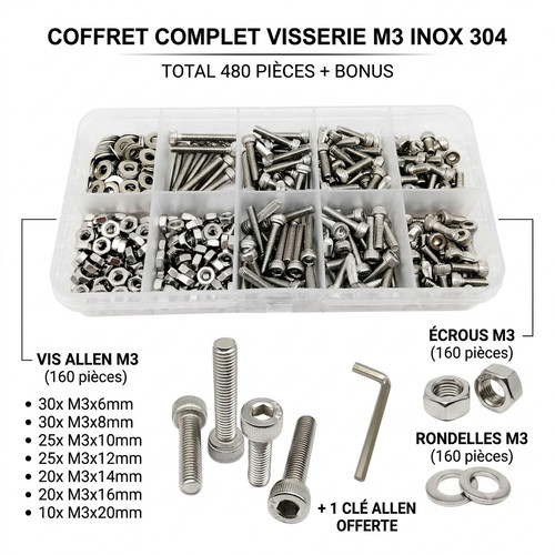 Coffret 480pcs vis btr - 480pcs, allen