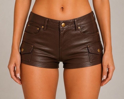 Nouveau short cuir marron - short, en