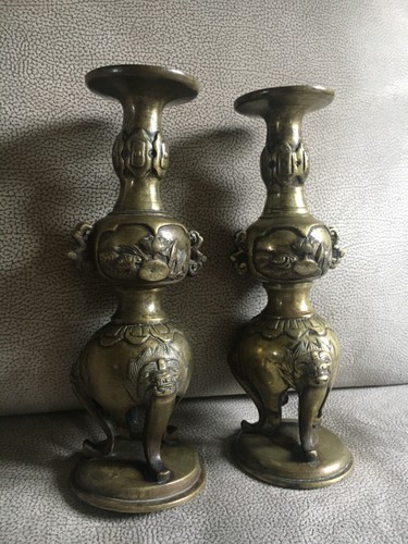 Ancienne paire bougeoirs en - paire,