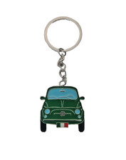Porte-Clé Auto D’Époque Fiat 500 Vert Avec Tricolore – Accessoire Vintage
