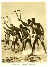 Publicité ancienne culture à la houe au Soudan cliché Verger