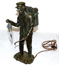 ANCIENNE SCULPTURE BRONZE LAMPE HOMME SIGNÉE A. PUYT : LE CHIFFONNIER DE PARIS !