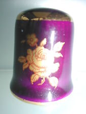 Dé à coudre porcelaine Thimble - FRANCE LIMOGES ROSE BLEU ET OR