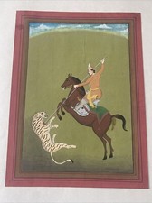 INDE Peinture Rajput Scène De Chasse XIXe Gouache Sur Papier