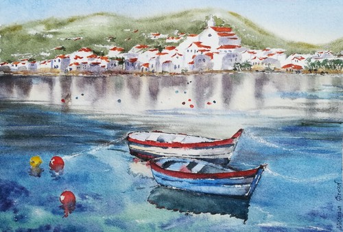 Mer aquarelle les - la, à