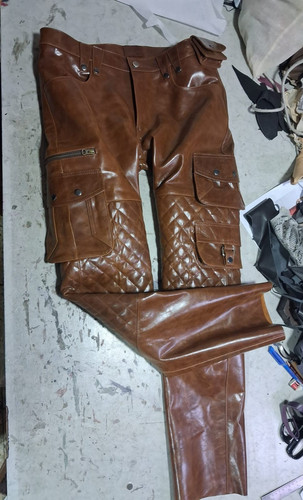 Pantalon cuir matelassé - en,