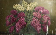 Tableau ancien huile nature morte à fleur de lilas