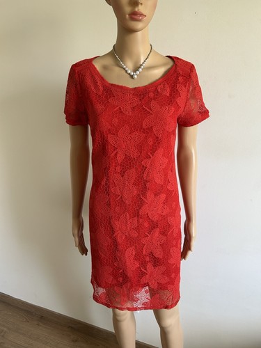 Robe rouge dentelle - rouge, en