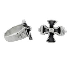 Bague Biker Croix Maltais /