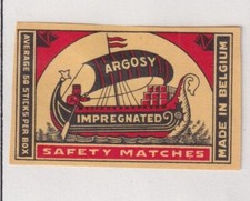 Ancienne  étiquette  Allumettes Belgique   BN150666 Argosy Bâteau