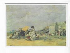 PEINTURE  PEINTRE  EUGENE BOUDIN  DAME EN BLANC SUR LA PLAGE DE TROUVILLE
