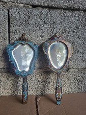 Lot De 2 Miroirs Face À Main En Émaux Cloisonnés Napoleon III