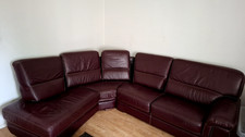 Canapé d'Angle en cuir Bordeaux d'occasion TBE 