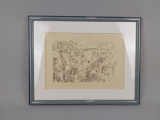 Dessin original ancien cabine radio navire militaire