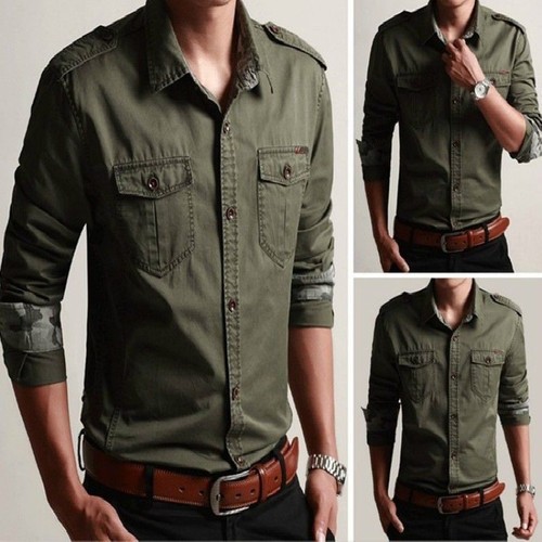Hommes cargo chemise militaire - cargo,