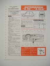 fiche technique RTA   AUTOBIANCHI A 112 & A 112 E