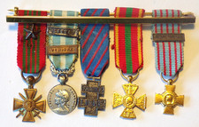 Médaille WW2 FRANCE-5 réduction-Croix de guerre-combattant-France libre-colonial