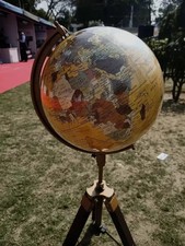 Globe d'école de bureau style vintage monde 12" support trépied en métal...