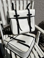 ?? Paire De Sacoches Blanches Et Noires À Sangles Vélo Mobylette Vintage 