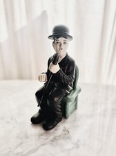Extrêmement rare ! Figurine ancienne statue en céramique assise Charlie Chaplin