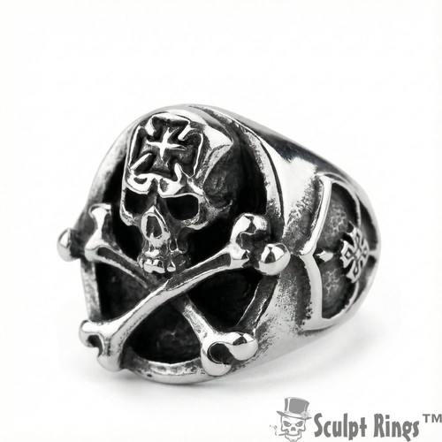 Bague crâne croisés - bague, os