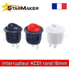 KCD1 Interrupteur à bascule rond 16 mm mini - 230V 24V 12V 6A 10A 2 pins ON-OFF