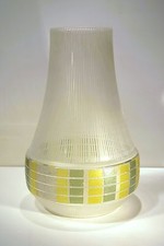 GRANDE TULIPE PLAFONNIER verre émaillé 1960 SUEDE DANEMARK EUROPE NORD h 29,5cm