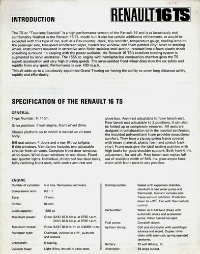 Renault specifications - renault, 16
