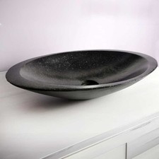 Vasque à poser ovale noire en Terrazzo pour salle de bain moderne