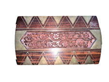 Coffret boite  en Bois precieux incrustations en laiton