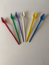 Vintage 6 CUILLERES SIROPS TEISSEIRE Touilleurs Agitateurs Couleur Pop Bistro