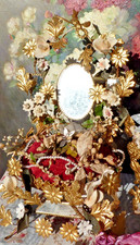 ANCIENNE GARNITURE de GLOBE de MARIÉE et sa COURONNE en cire Napoléon III/ XIXe