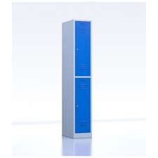 Vestiaire Multi-Cases 2 Casiers 1 Colonne MTI Fermeture à Clés 180x30x50cm Bleu