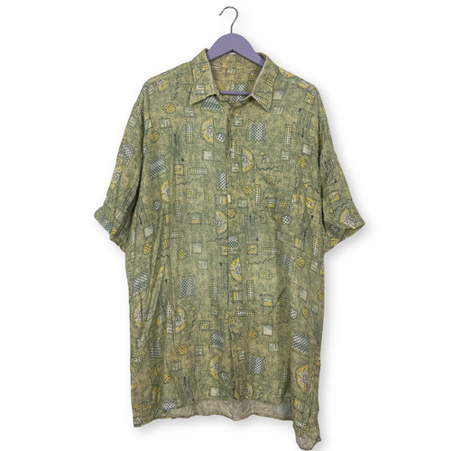 Chemise vintage verte jaune - vintage, et