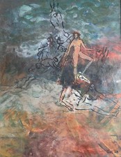 Superbe tableau à la gouache