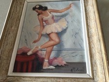 Tableau signé A ROBERT La Ballerine.  Peinture huile sur toile.