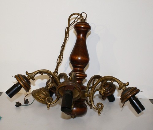 Ancien lustre bois branches - bois, 5