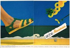 PUBLICITE ADVERTISING 095  1982  ARCHE  chaussures  sandales ANANAS (2p)